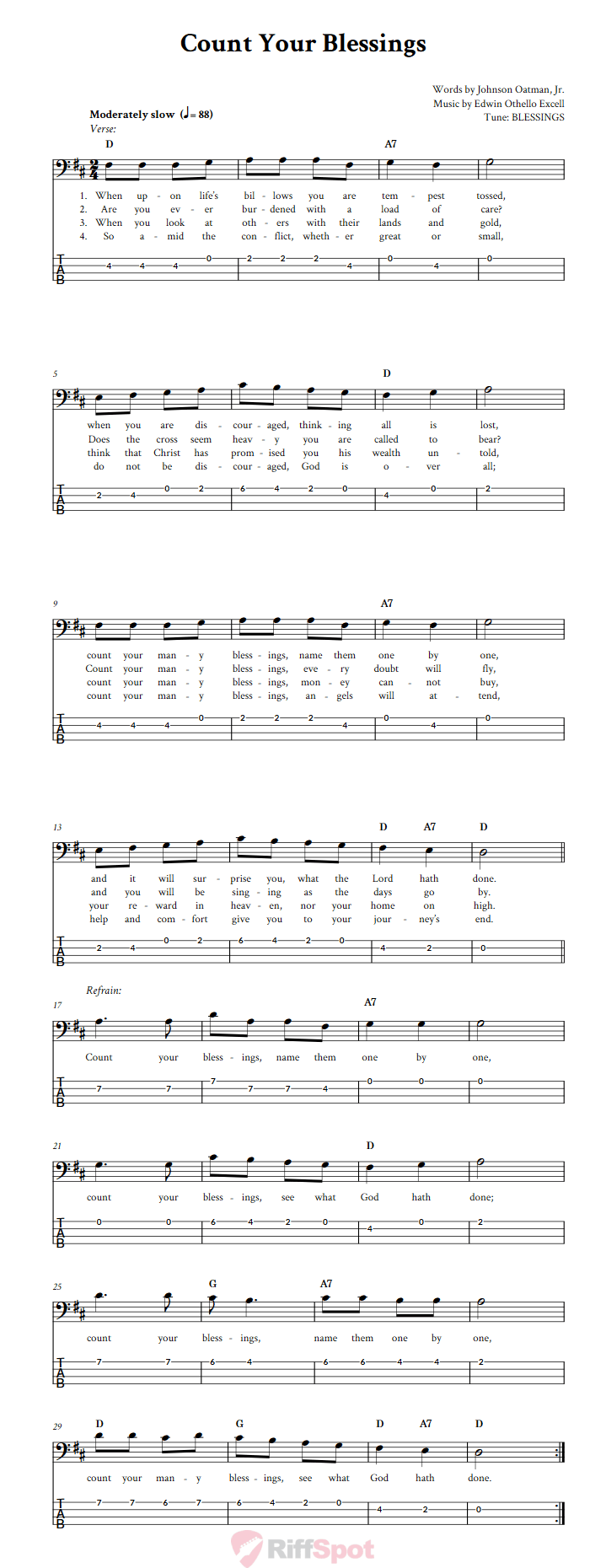 Count Your Blessings  Bass Guitar Tab