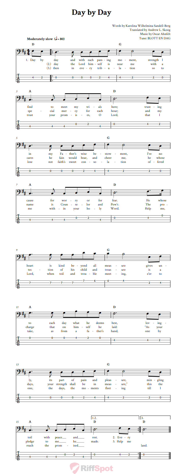 Day By Day  Bass Guitar Tab