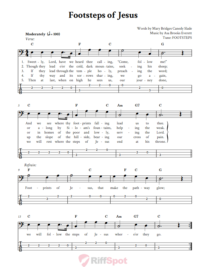 Footsteps of Jesus  Bass Guitar Tab