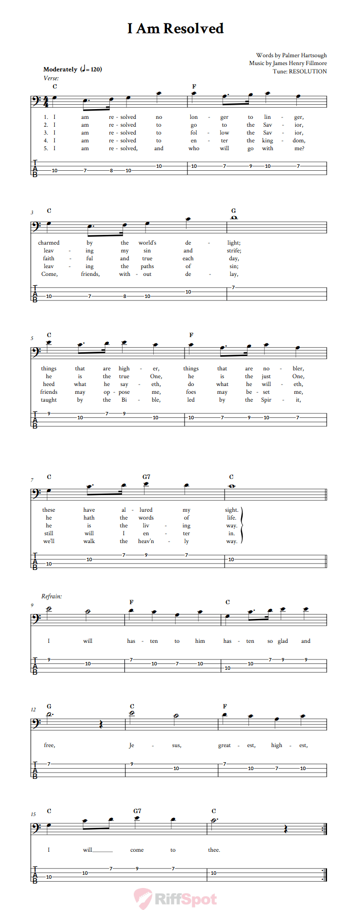 I Am Resolved  Bass Guitar Tab