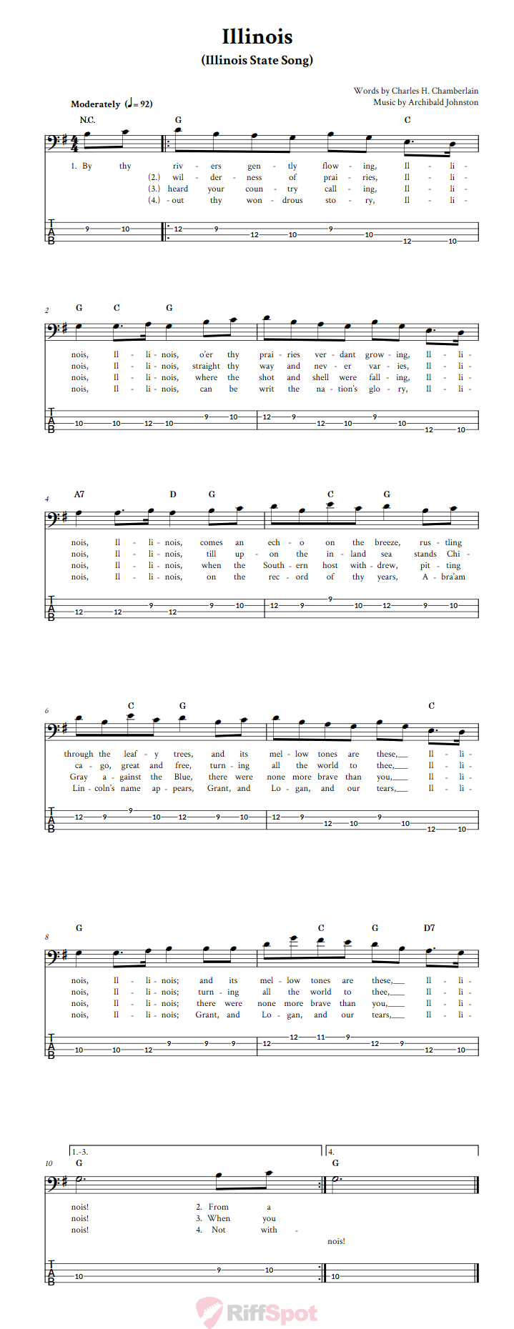 Illinois  Bass Guitar Tab