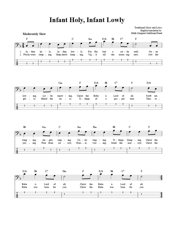Infant Holy, Infant Lowly  Bass Guitar Tab
