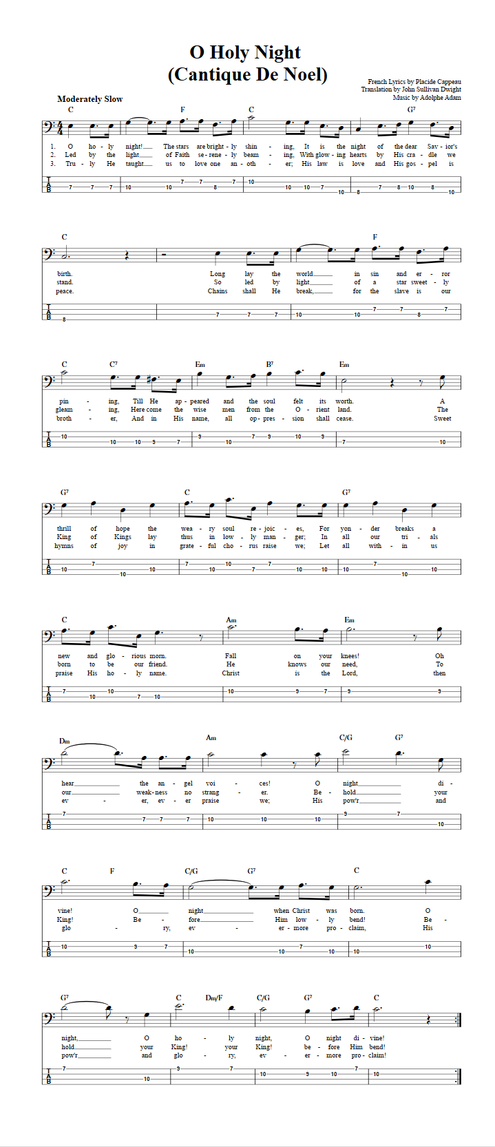 O Holy Night Sheet Music | Adolphe Adam | Guitar Chords/Lyrics