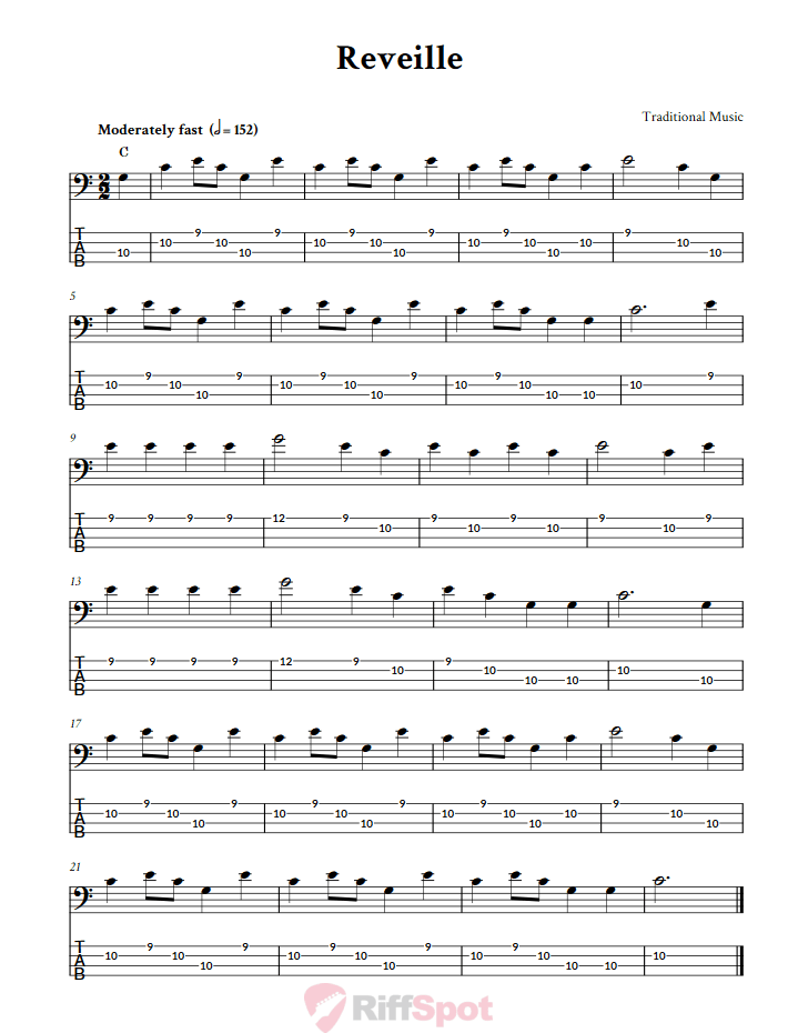 Reveille  Bass Guitar Tab