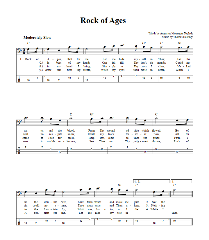 Rock of Ages  Bass Guitar Tab