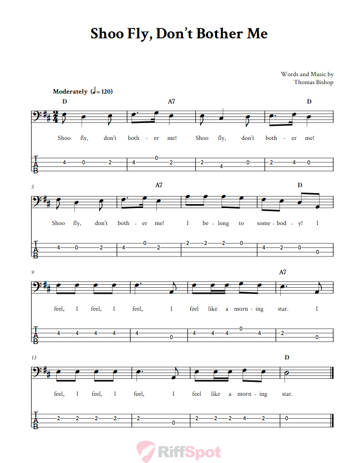 Shoo Fly, Don't Bother Me Bass Guitar Tab