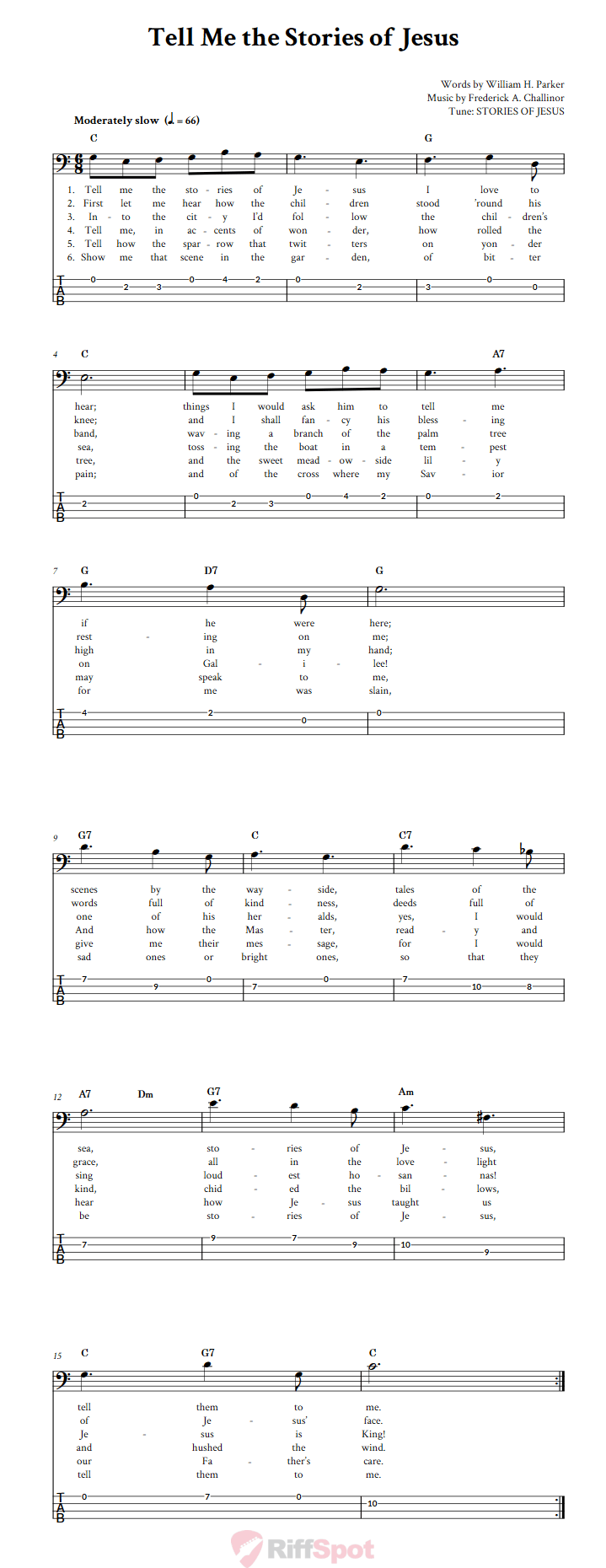 Tell Me the Stories of Jesus  Bass Guitar Tab