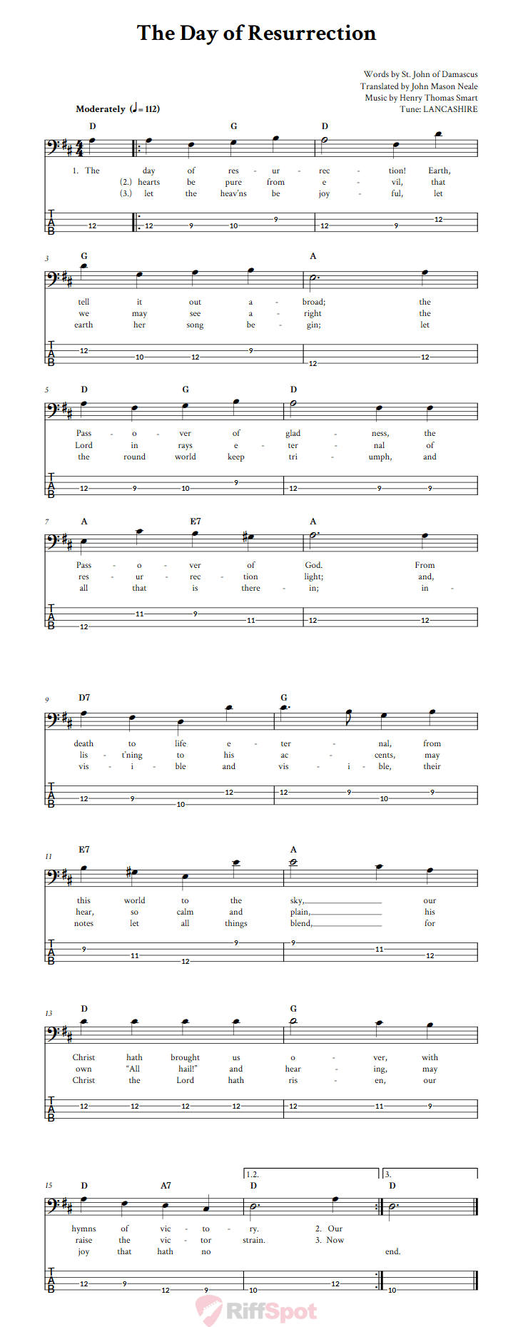 The Day of Resurrection  Bass Guitar Tab