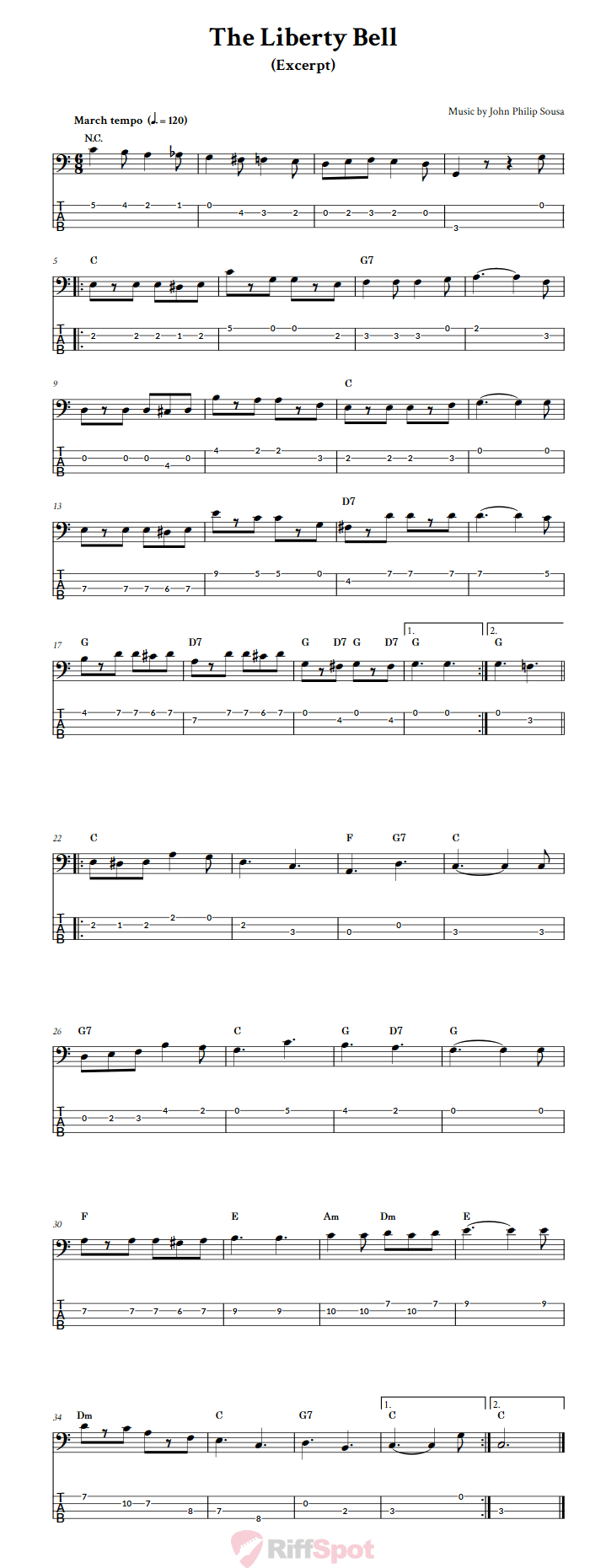 The Liberty Bell  Bass Guitar Tab