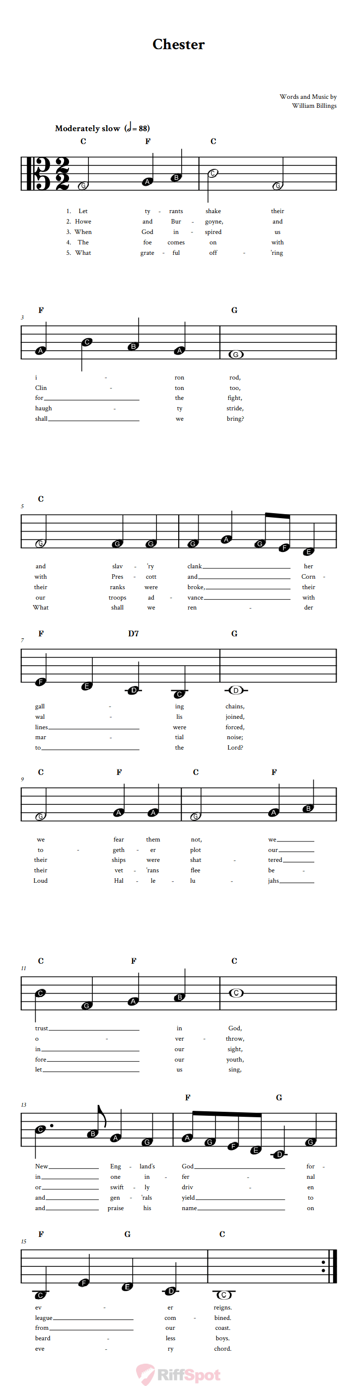 Chester Beginner Alto Clef Sheet Music With Letters for Note Names