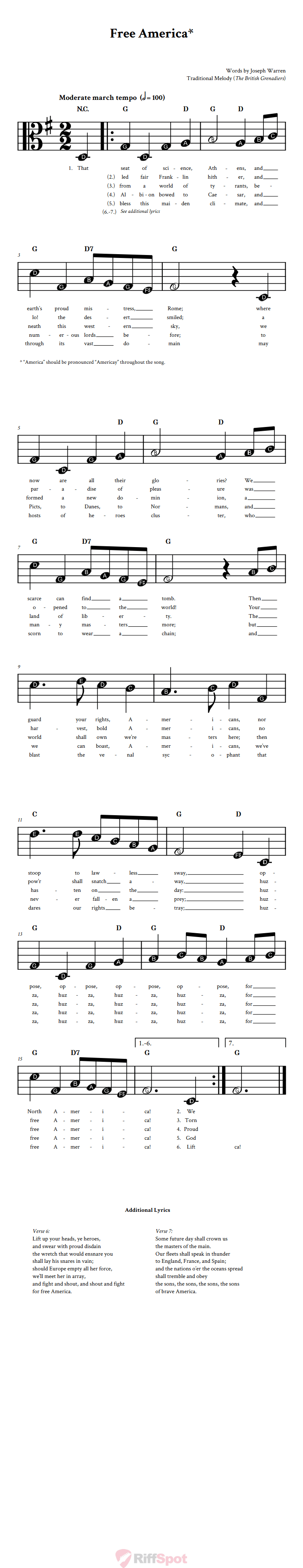 Free America Beginner Alto Clef Sheet Music With Letters for Note Names