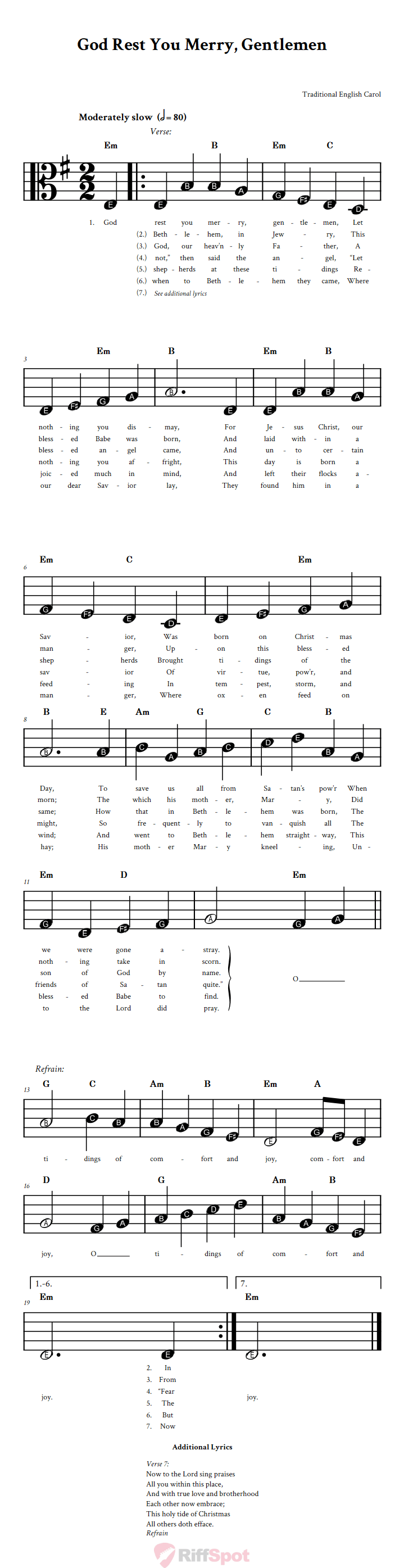 God Rest You Merry, Gentlemen Beginner Alto Clef Sheet Music With Letters for Note Names