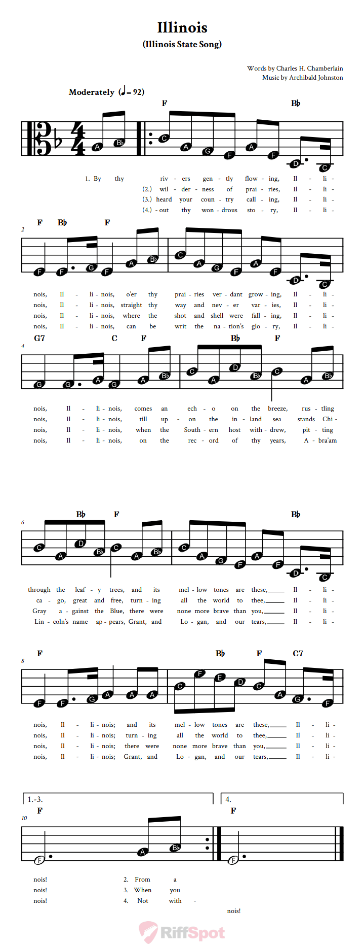 Illinois Beginner Alto Clef Sheet Music With Letters for Note Names