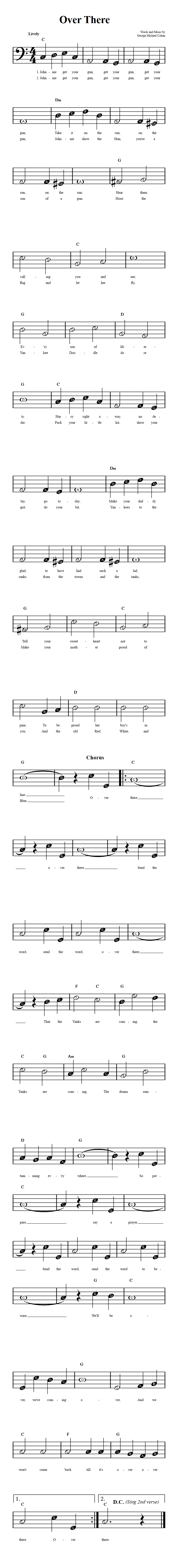 Over There  Beginner Bass Clef Sheet Music