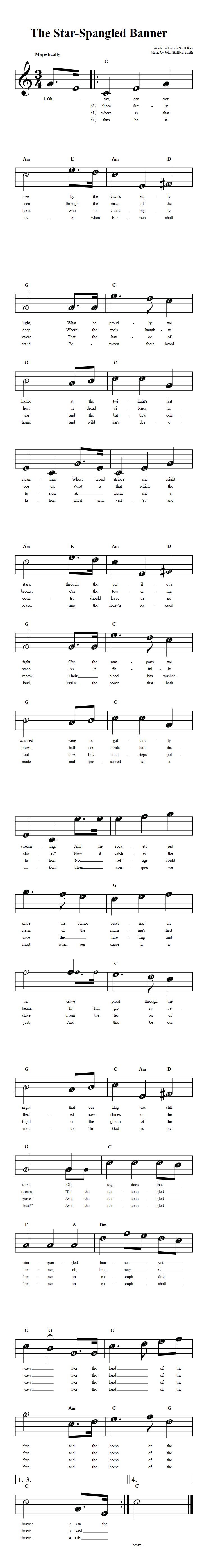 The Star-Spangled Banner  Beginner Sheet Music