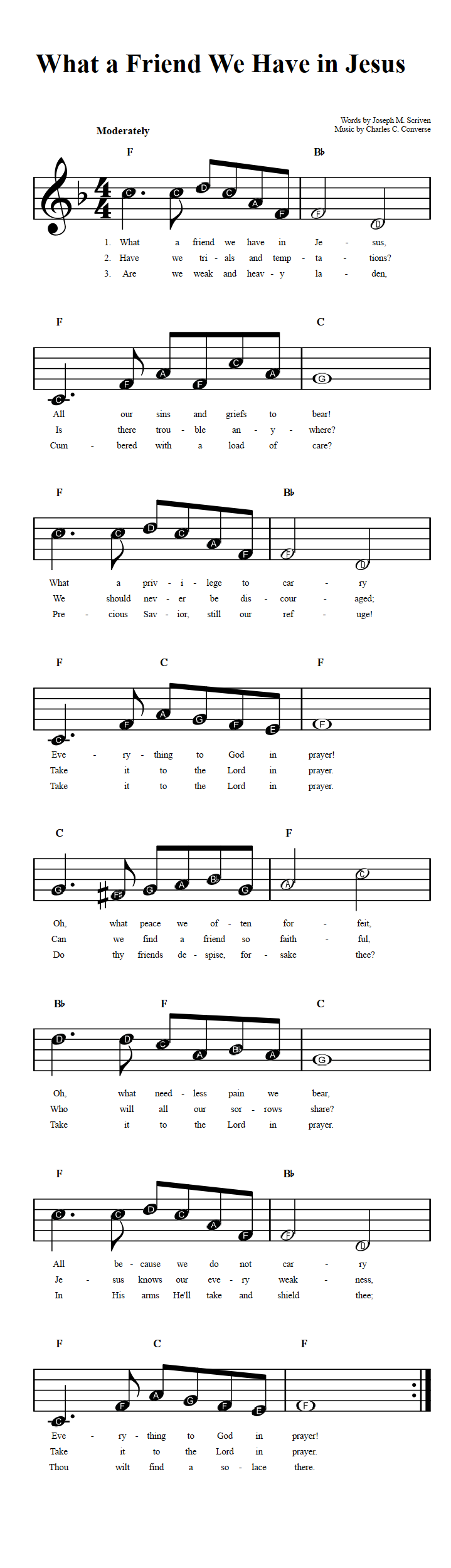 What a Friend We Have in Jesus  Beginner Sheet Music