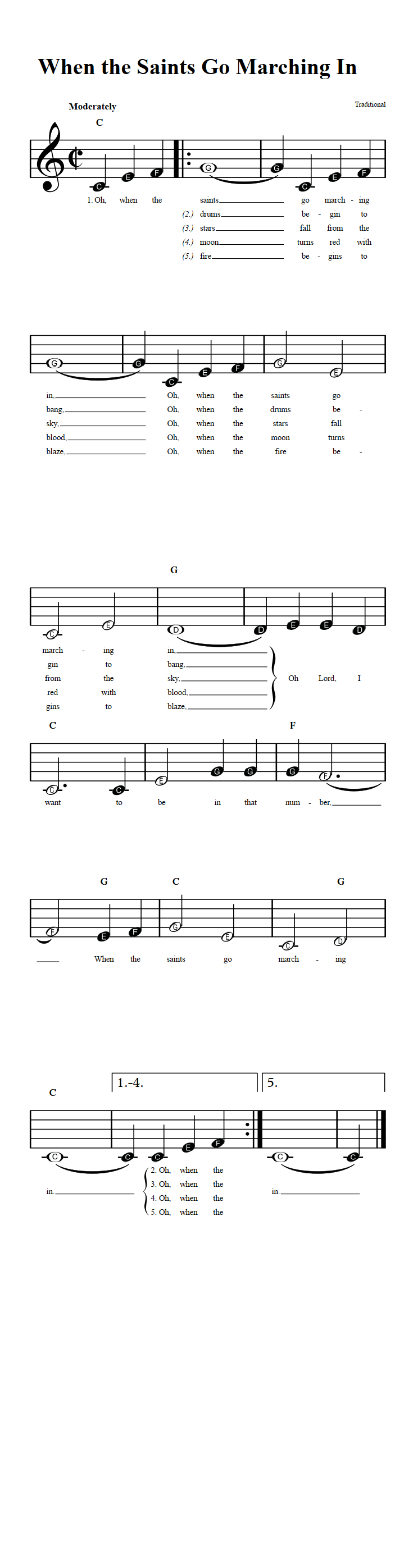 When the Saints Go Marching In  Beginner Sheet Music