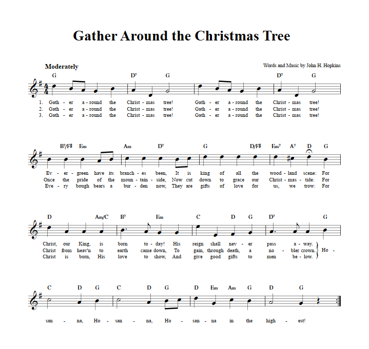 Gather Around the Christmas Tree Treble Clef Sheet Music for C Instruments