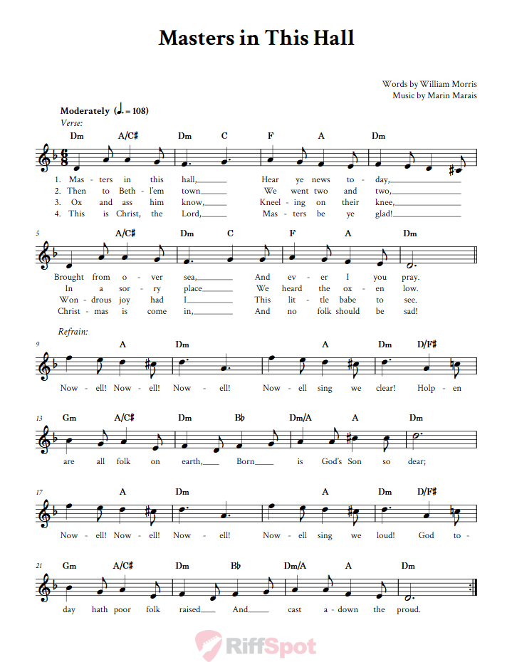 Masters in This Hall Treble Clef Sheet Music for C Instruments