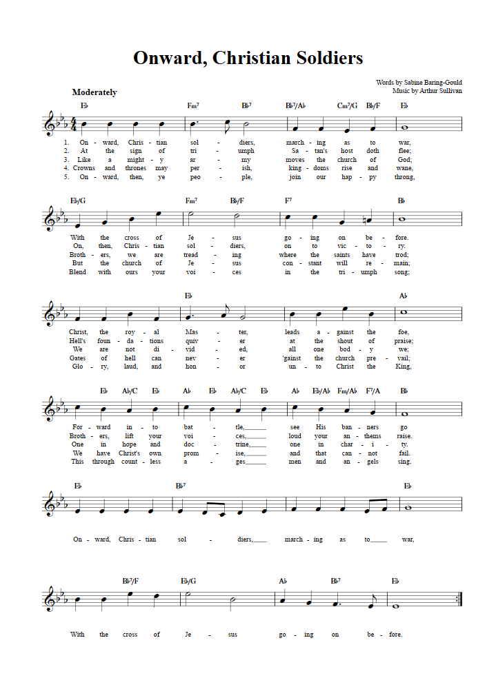 Onward, Christian Soldiers Treble Clef Sheet Music for C Instruments