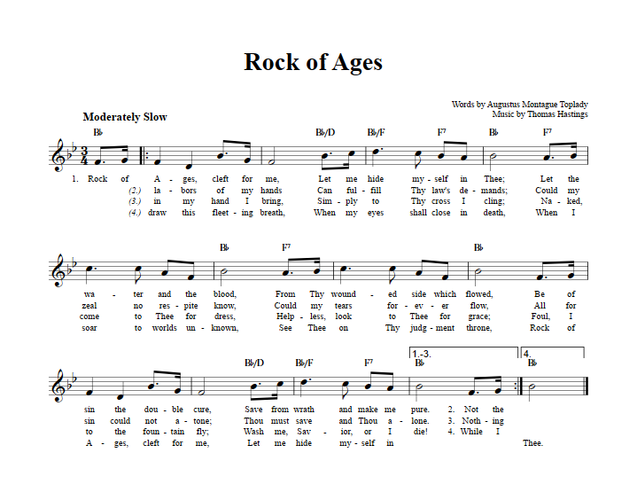 Rock of Ages Treble Clef Sheet Music for C Instruments