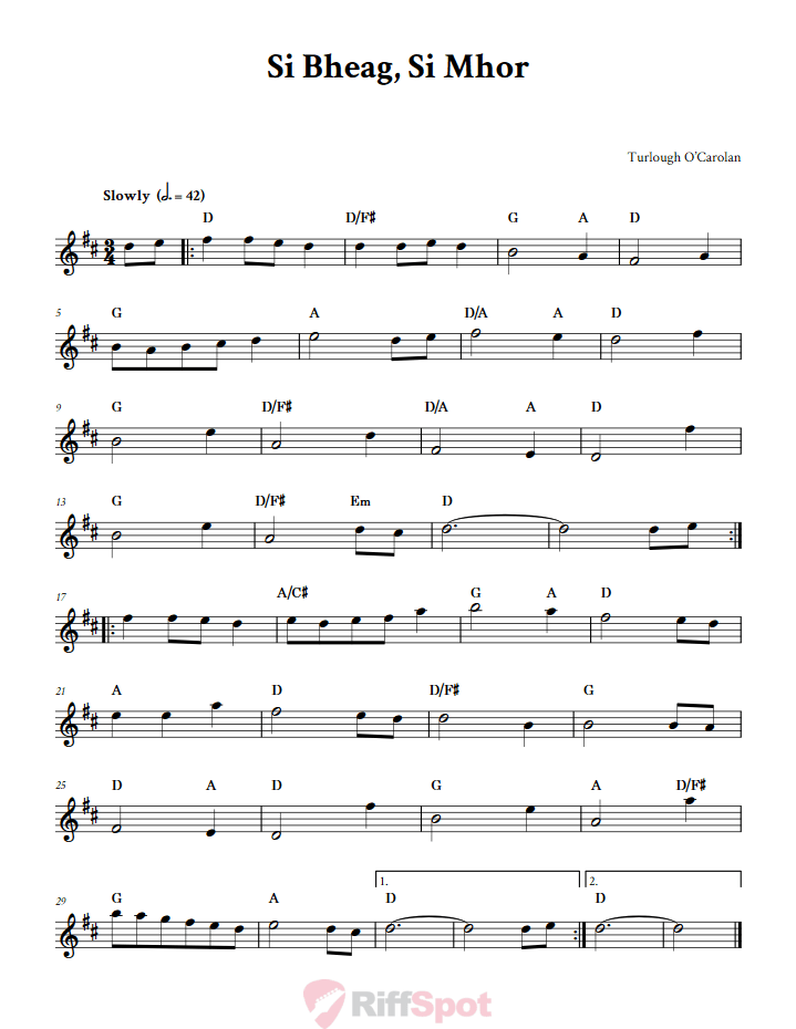 Si Bheag, Si Mhor Treble Clef Sheet Music for C Instruments