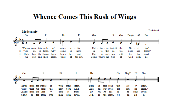 Whence Comes This Rush of Wings Treble Clef Sheet Music for C Instruments