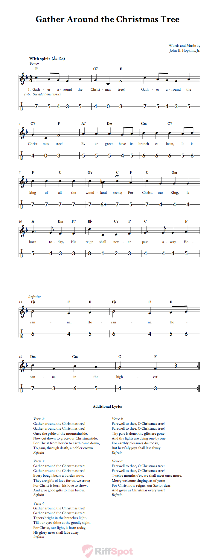Gather Around the Christmas Tree Canjo Sheet Music and Tab