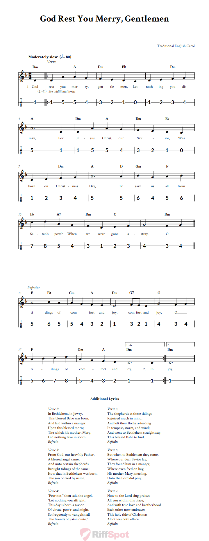 God Rest You Merry, Gentlemen Canjo Sheet Music and Tab