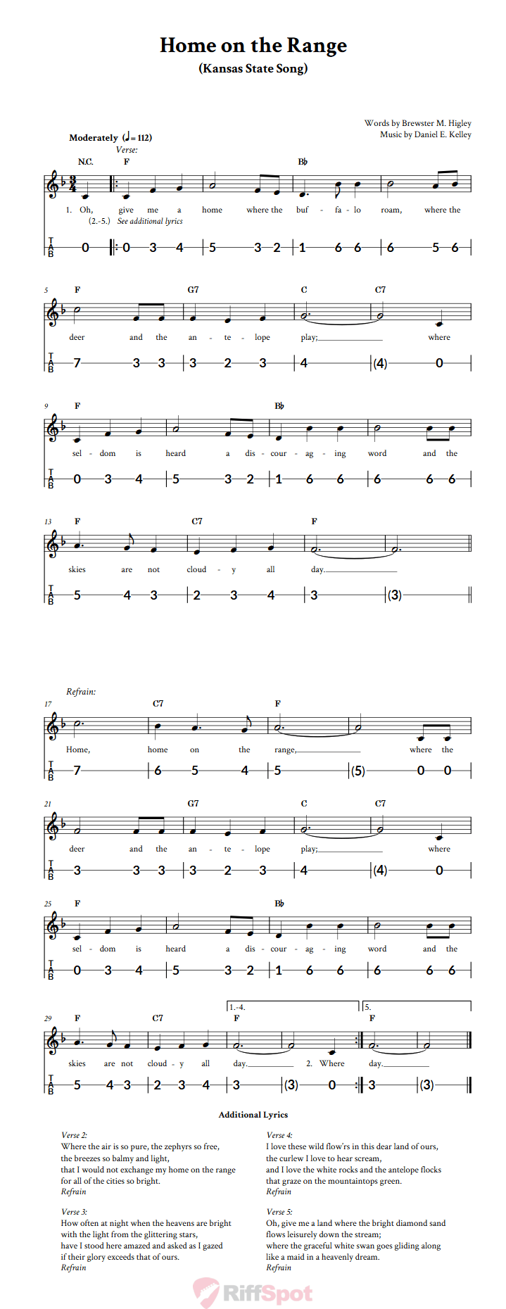 Home on the Range Canjo Sheet Music and Tab