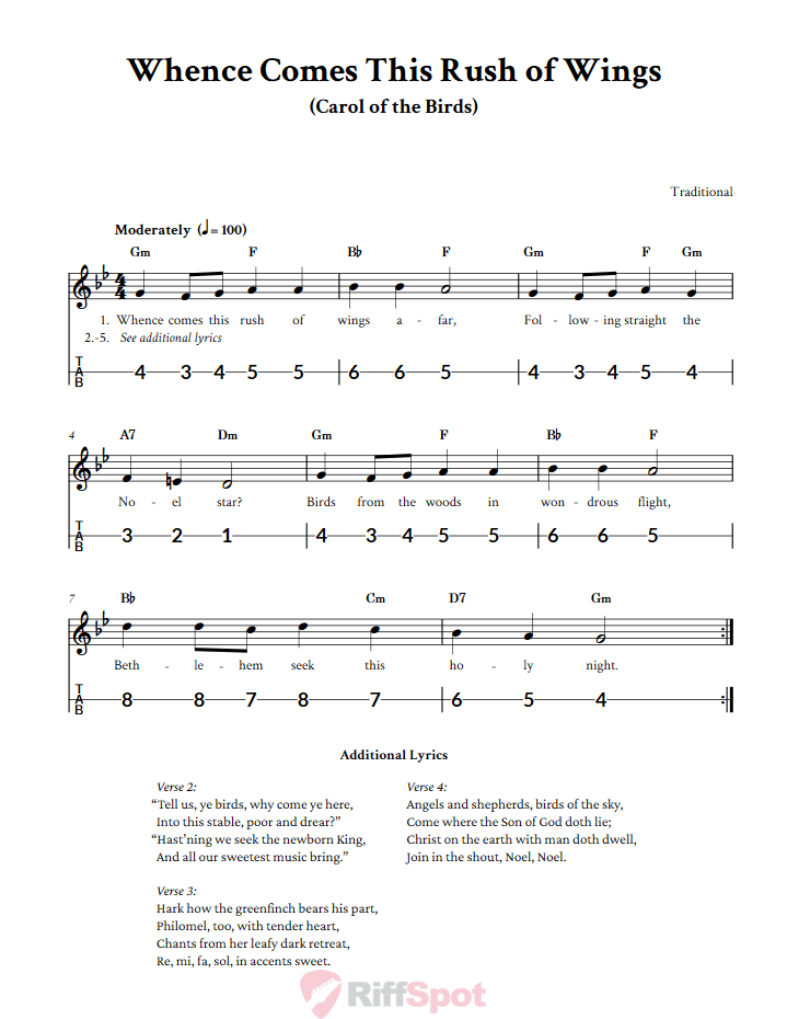 Whence Comes This Rush of Wings Canjo Sheet Music and Tab