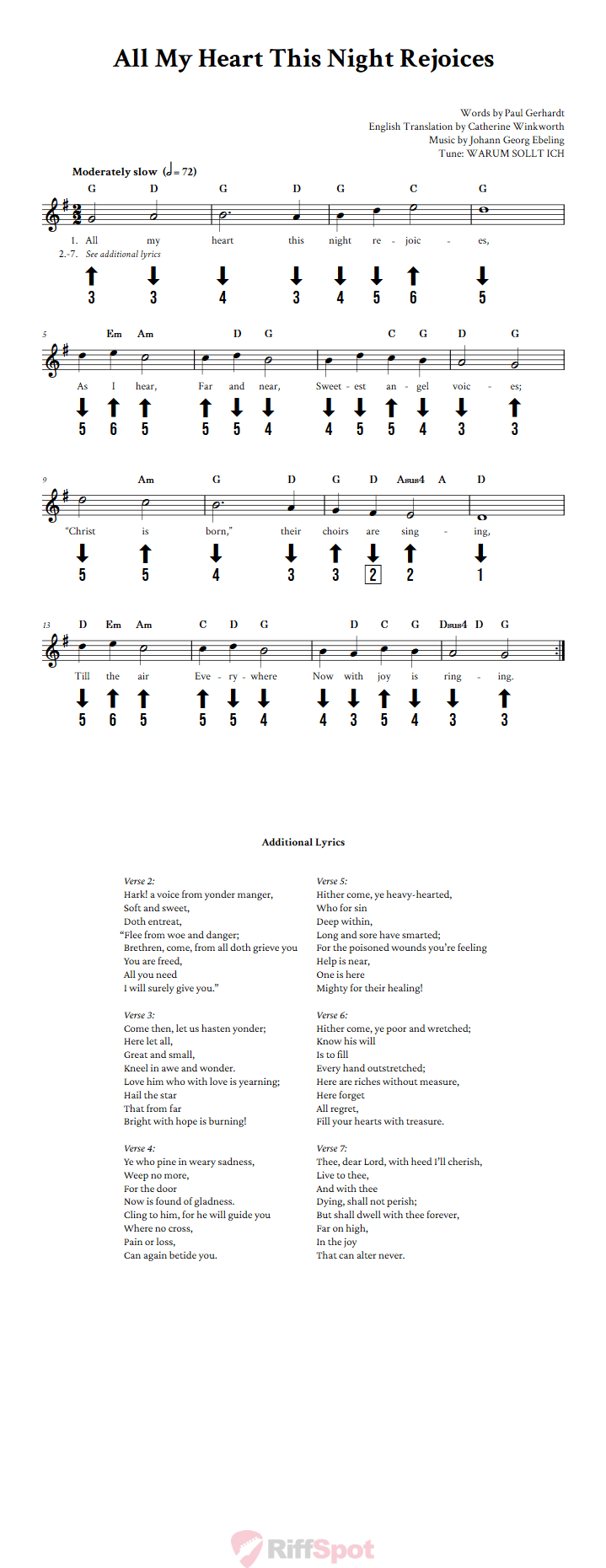 All My Heart This Night Rejoices Chromatic Harmonica Tab