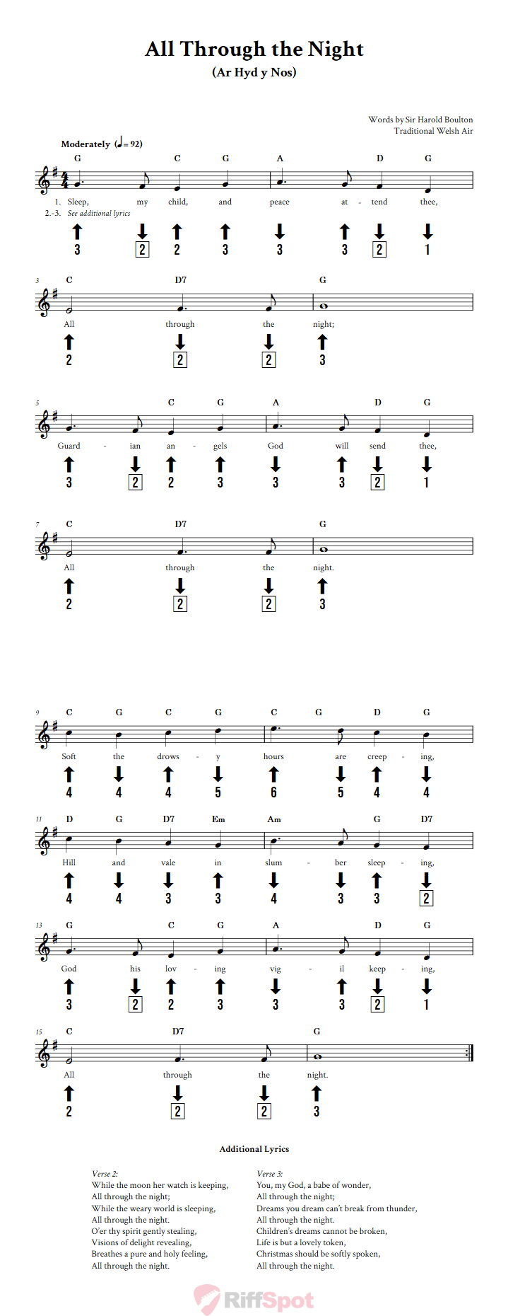 All Through the Night Chromatic Harmonica Tab