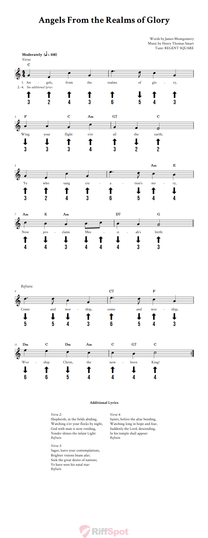 Angels From the Realms of Glory Chromatic Harmonica Tab