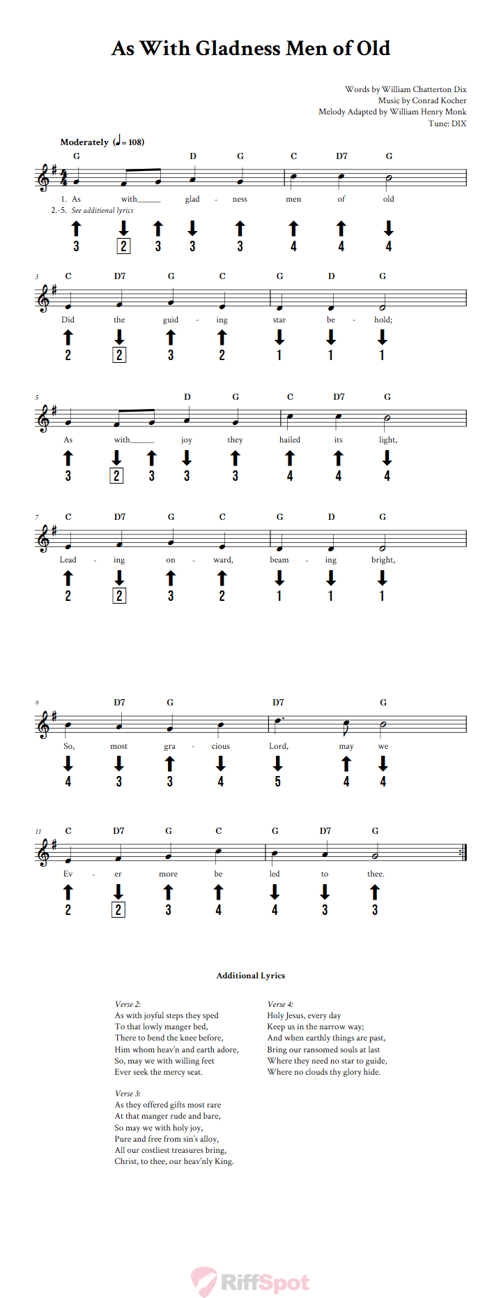 As With Gladness Men of Old Chromatic Harmonica Tab