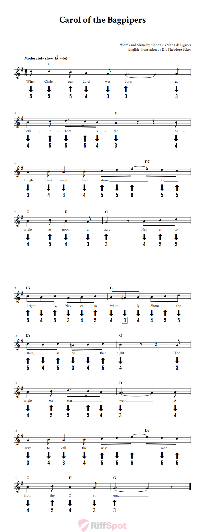 Carol of the Bagpipers Chromatic Harmonica Tab