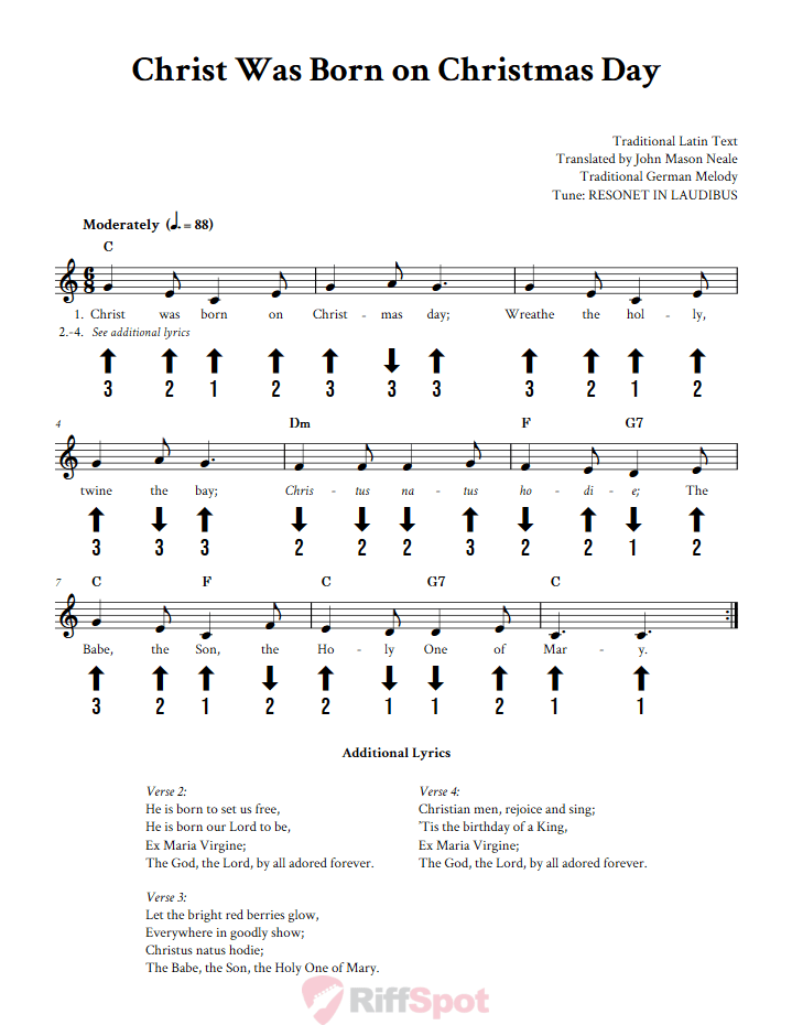 Christ Was Born on Christmas Day Chromatic Harmonica Tab