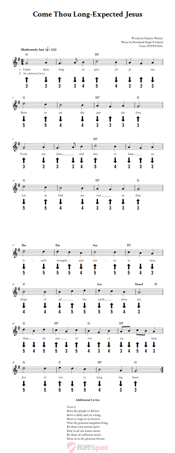 Come Thou Long-Expected Jesus Chromatic Harmonica Tab