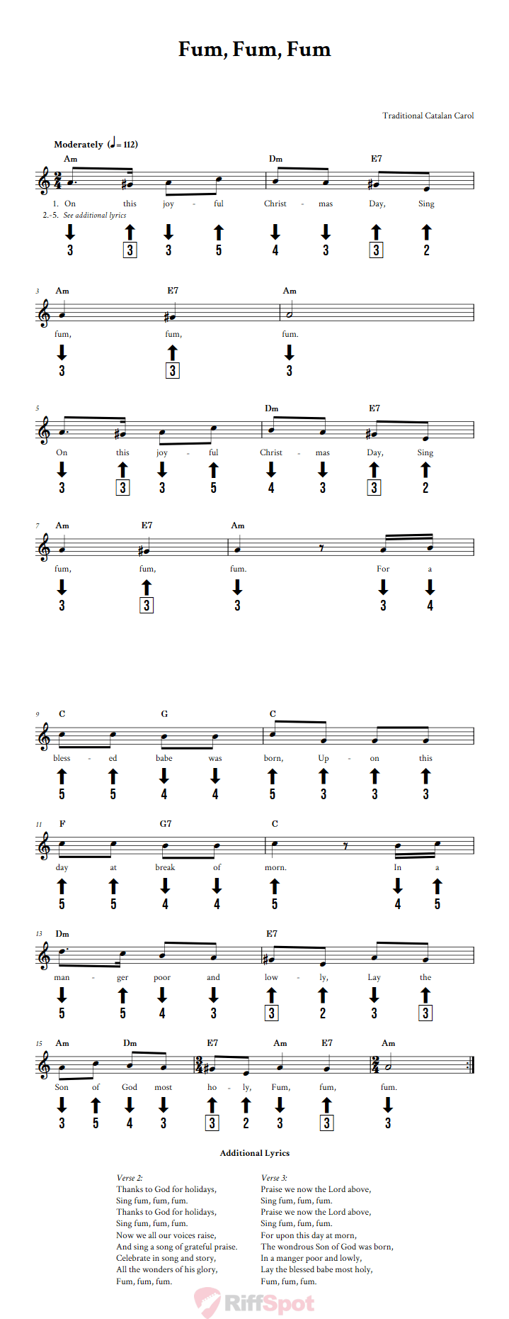Fum, Fum, Fum Chromatic Harmonica Tab