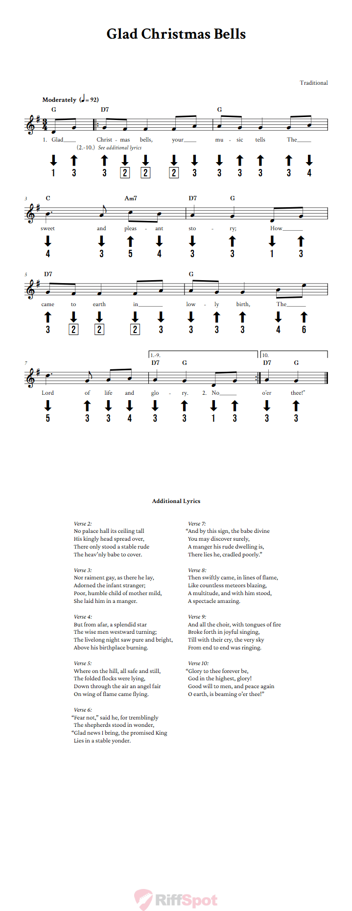 Glad Christmas Bells Chromatic Harmonica Tab