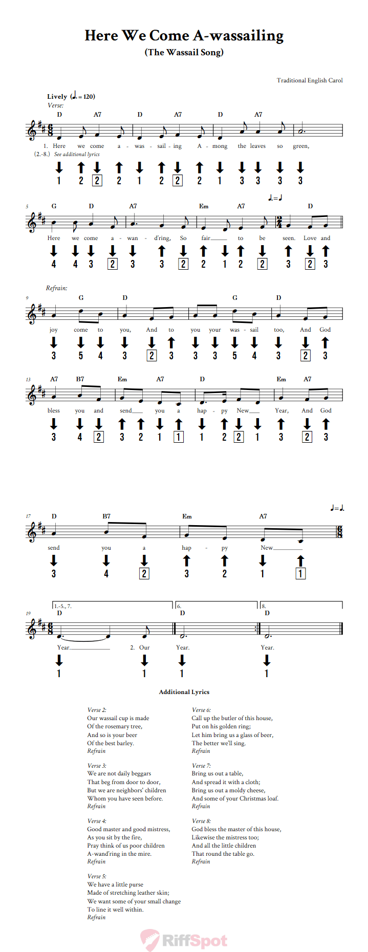 Here We Come A-wassailing Chromatic Harmonica Tab