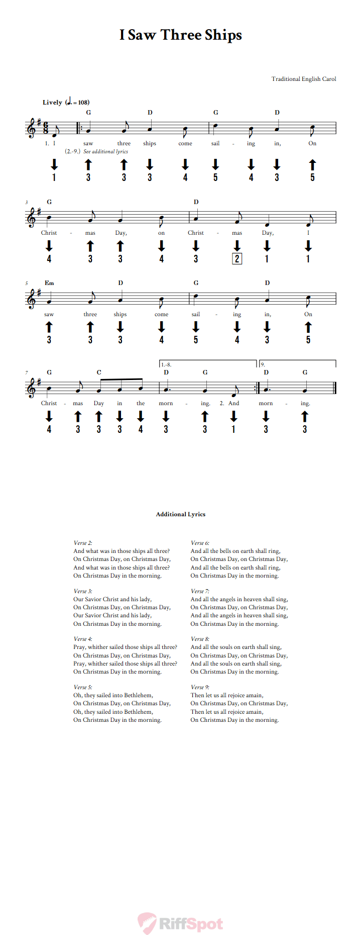 I Saw Three Ships Chromatic Harmonica Tab