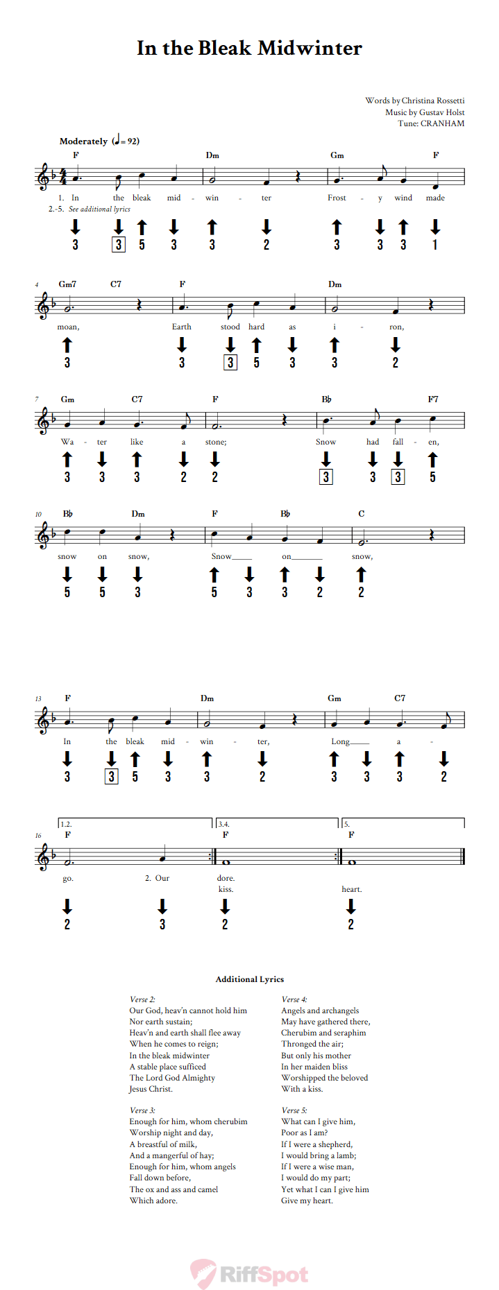 In the Bleak Midwinter Chromatic Harmonica Tab