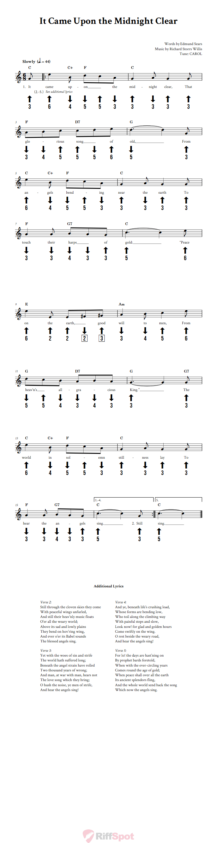 It Came Upon the Midnight Clear Chromatic Harmonica Tab
