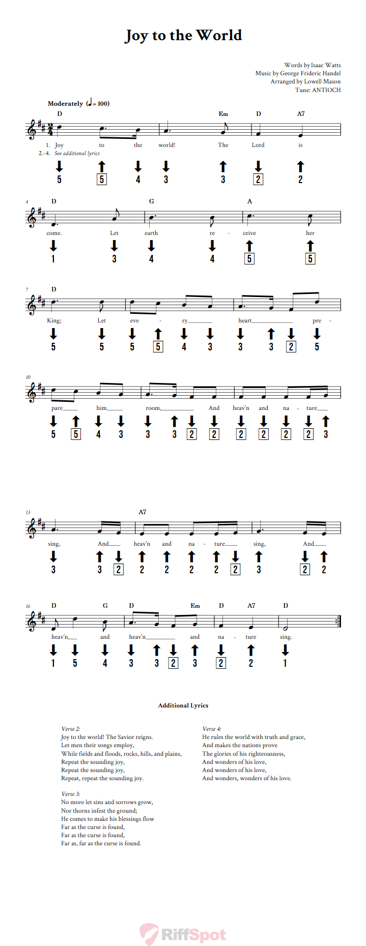 Joy to the World Chromatic Harmonica Tab