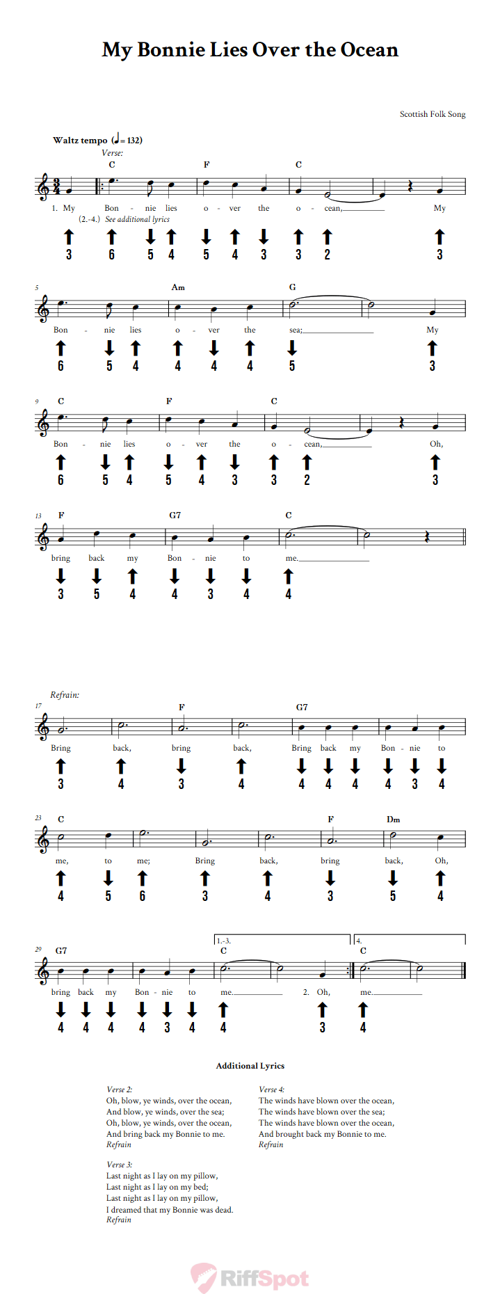My Bonnie Lies Over the Ocean Chromatic Harmonica Tab