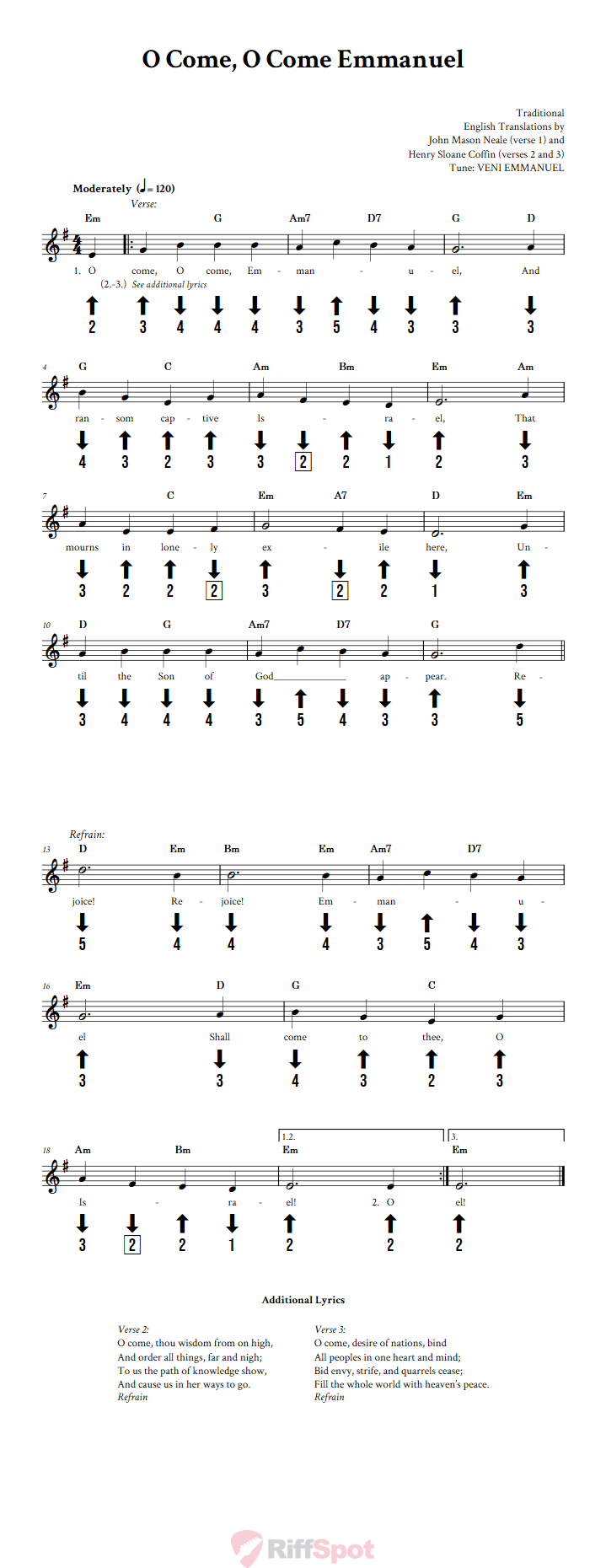 O Come, O Come Emmanuel Chromatic Harmonica Tab
