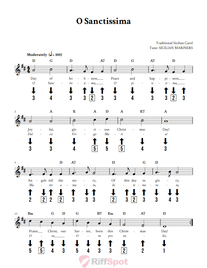 O Sanctissima Chromatic Harmonica Tab