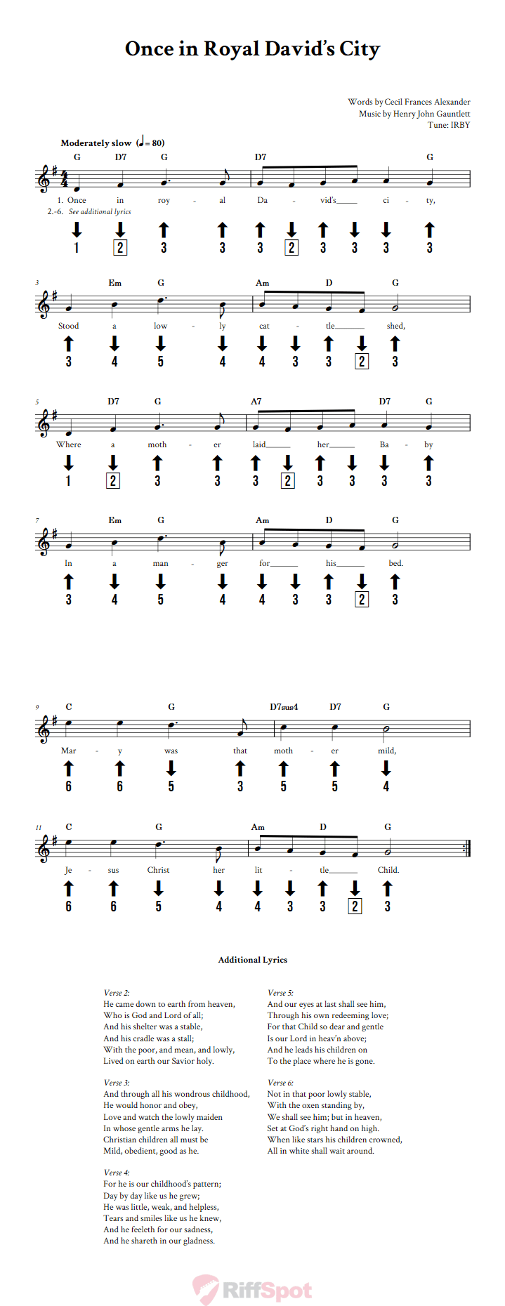 Once in Royal David's City Chromatic Harmonica Tab
