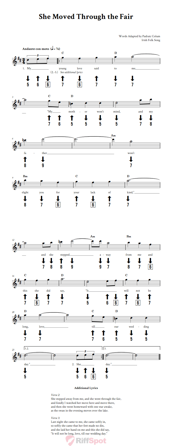 She Moved Through the Fair Chromatic Harmonica Tab